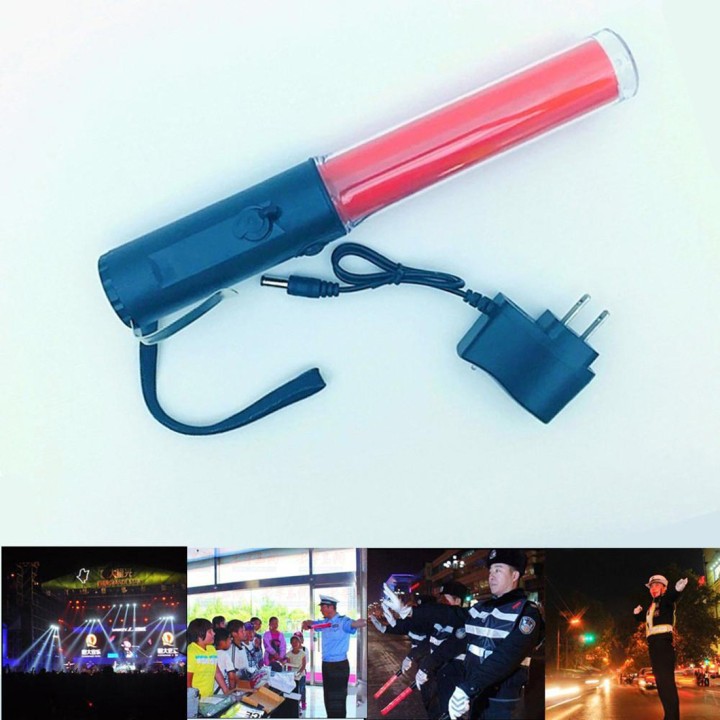 Baton lumineux led rouge + batterie rechargeable + chargeur 220v 5v support magnetique