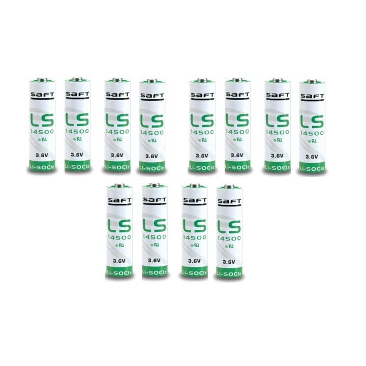 12 lithium saft ls 14500 2400mah 3.6v aa ls14500 cr14505 er6h ltc17c tl5104 er6aa ls14500c saft - 4