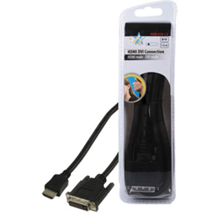 Base digitale via cavo video hq hqb 010 1.5 cavo di connessione hdmi-dvi 19pins a 19pins 1,5 m hq - 1
