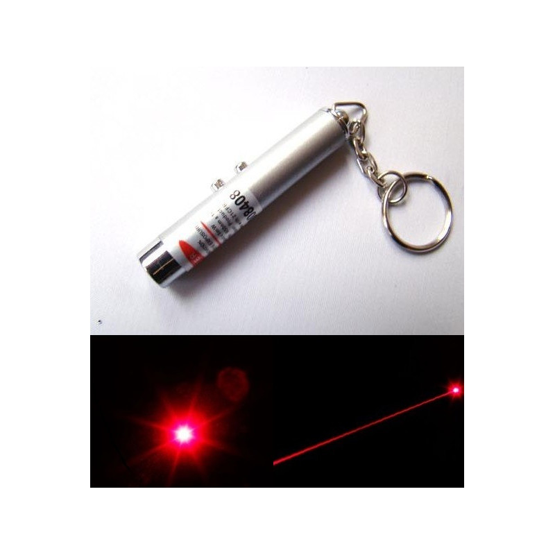 *2in1 Laserpointer & Taschenlampe* Schlüsselanhänger SILBER 