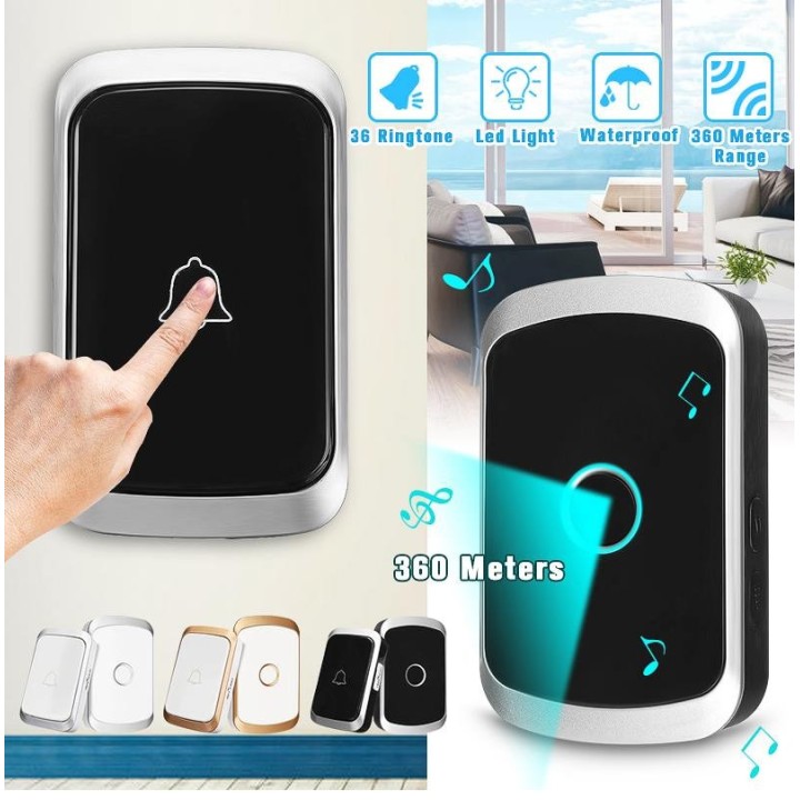 Chime 220vac wireless chime with waterproof panic button, 30 60m electronic wireless chimes wireless door chime waterproof panic