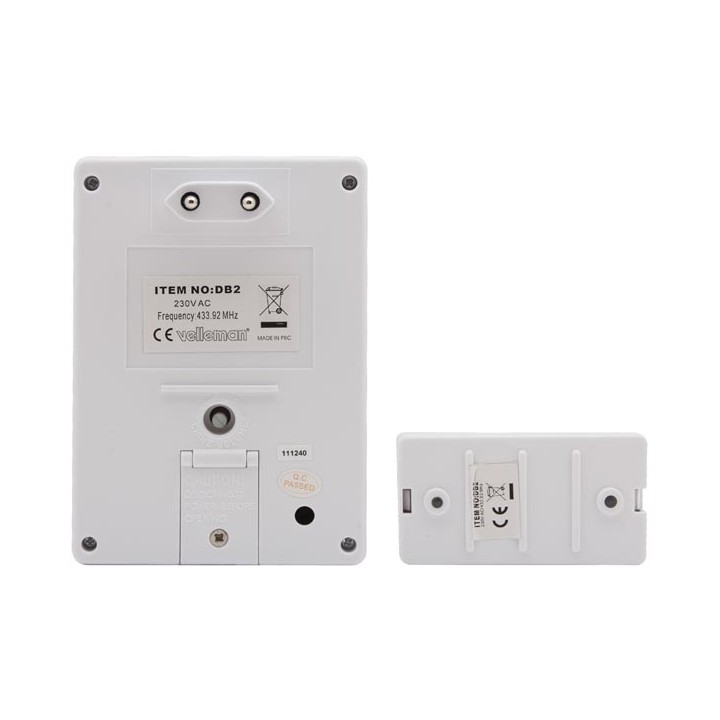 Campanilleo electronico inalambrico 220vca 30 60m con boton pulsador hermetico advertencia presencia persona carillon velleman -