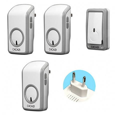 Blanc pas besoin de piles Kit sonnette de porte sans fil sans fil avec sonnette de porte étanche et poignée de sonnette avec affichage LED