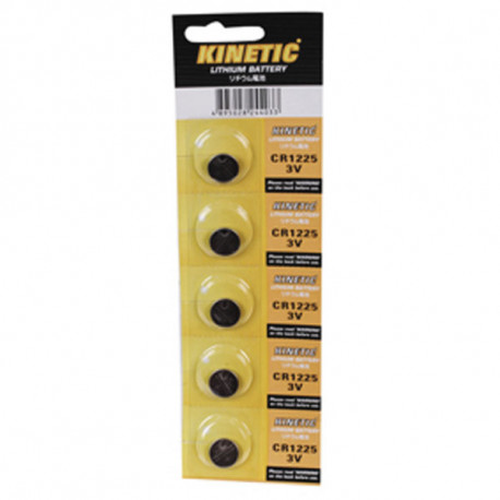 Kinetic 3v batteria al litio (confezione da 5) cr1225 al litio di alimentazione batterie a bottone jr  international - 1
