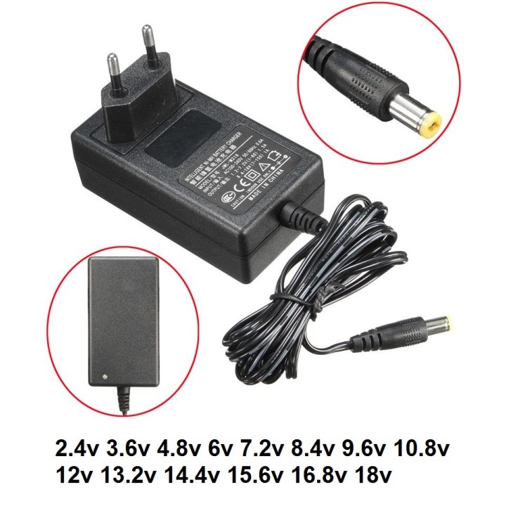 Battery charger Ni-MH Ni-Cd 2.4v 3.6v 4.8v 6v 7.2v 8.4v 9.6v 10.8v 12v 13.2v 14.4v 15.6v 16.8v 18v