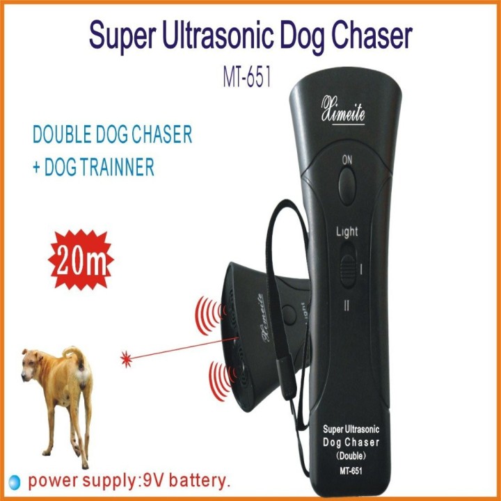 Jefes doble ultrasónica del reflector del perro / Super Dog Chaser y traning perro con luz LED y láser 4 en 1 jr international -
