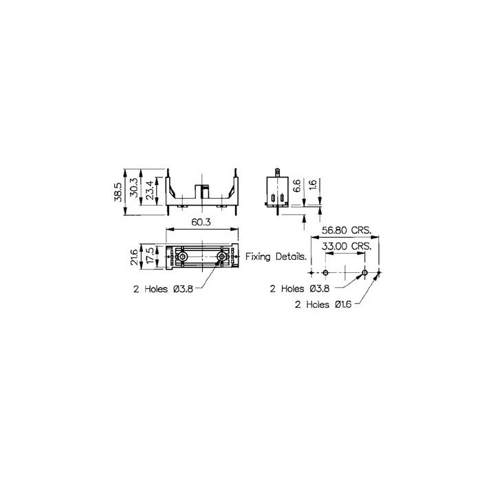 Bulgin bx0035 einen Kuppler 1 r6 Batterie ref: albx0035 AA UL94V-0 60.3 x 21.6 x 30.3mm jr international - 7