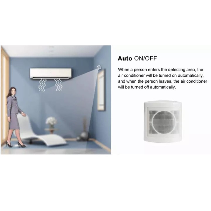 Detecteur de presence PIR intelligent sans fil pour climatisationé minuterie mise en marche/arrêt automatique