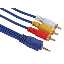 Audio video cable 4p male jack 3.5mm to 3x rca male 2m velleman - 1