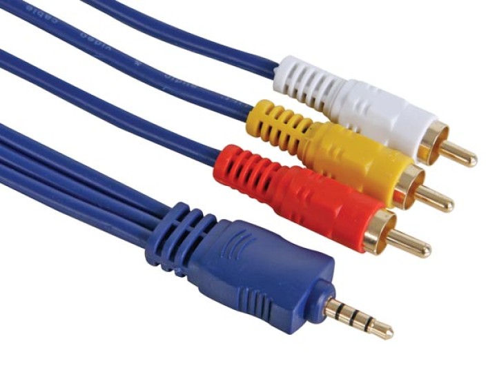Audio video cavo da 3,5 mm 4 pin a 3 x rca maschio 2m avb020/2.0 velleman - 1