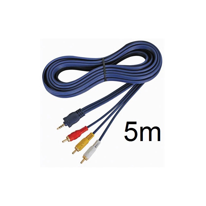 Audio videokabel 4 poliger 3.5mm stecker auf 3 x cinchstecker 5m avb02050 velleman - 1