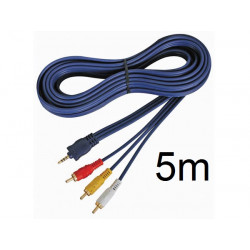 Cable audio video jack macho 3.5mm 4 machos hacia 3 x rca macho 5m avb020 5.0 velleman - 1