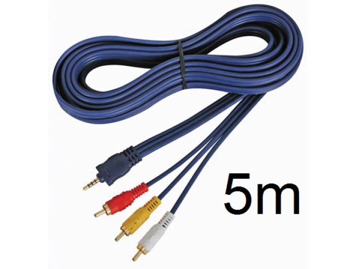 Cavo audio video jack da 3,5 mm maschio a 4 pin avb020/5.0 3 x 5m rca maschio velleman - 1