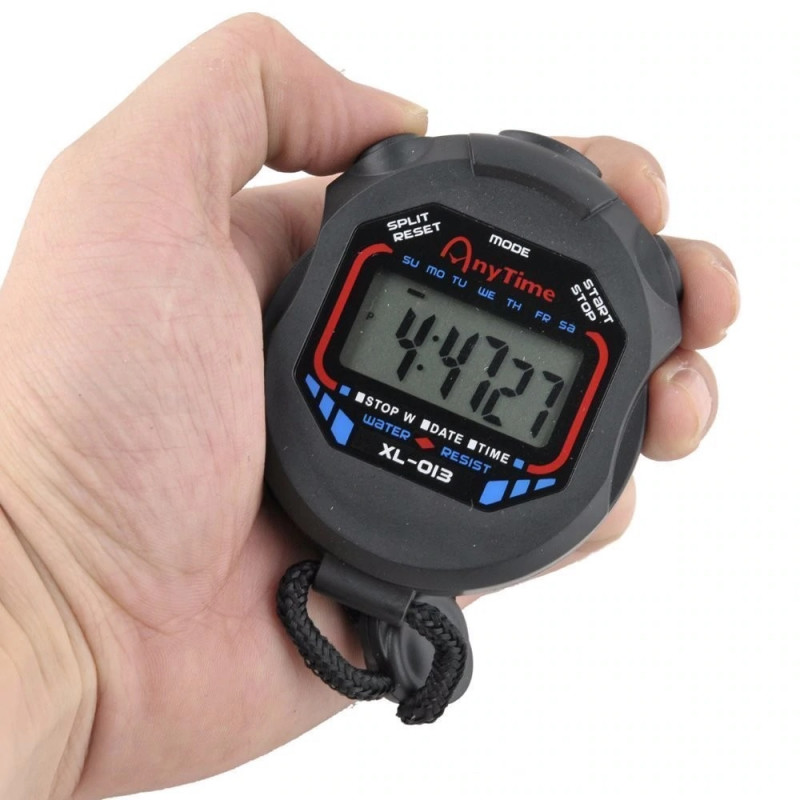 LCD Digital Sports Stopwatch Alarm Counter Handheld Waterproof Timer Whistle UK 