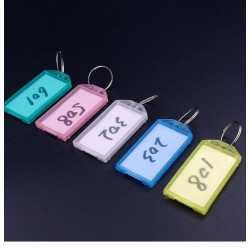 plastic keychain WITH tag metal ring luggage ID card name