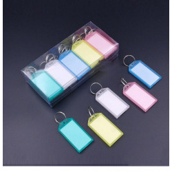 plastic keychain WITH tag metal ring luggage ID card name