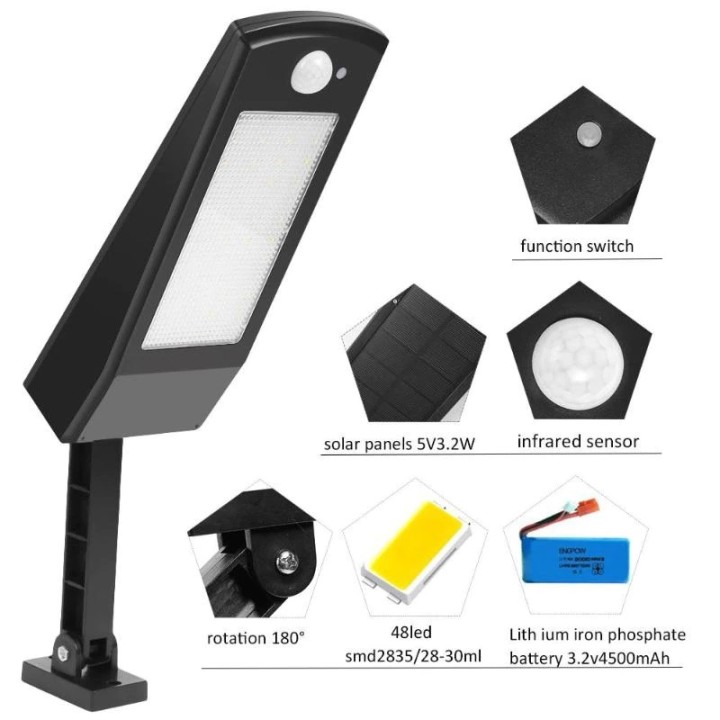 48LED Led Solar Light Outdoor Waterproof Lighting For Garden Wall 48 leds