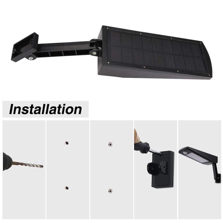 Lampe solaire 48LED 900LM Lumineuse murale PIR Sensor Motion 4 Modes avec detecteur mouvement