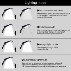 Lampe solaire 48LED 900LM Lumineuse murale PIR Sensor Motion 4 Modes avec detecteur mouvement