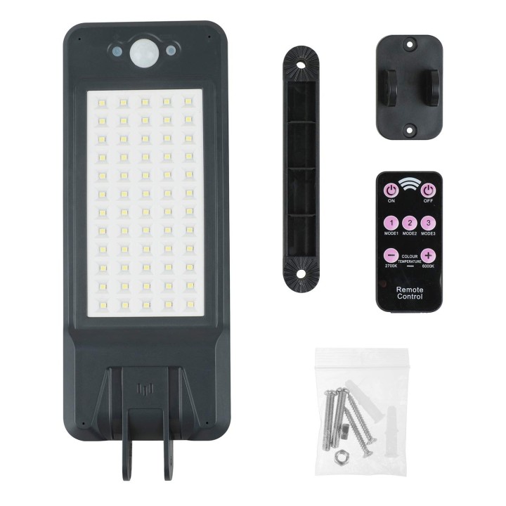 60 luces solares LED impermeables al aire libre IP65, luz de pared LED remota, lámpara de seguridad