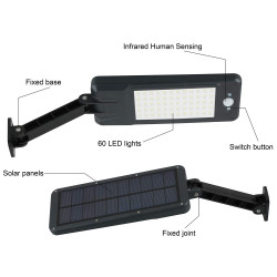 60 Outdoor Waterproof LED Solar Lights IP65, Remote Led Wall Light, Solar Wireless Security Lamp