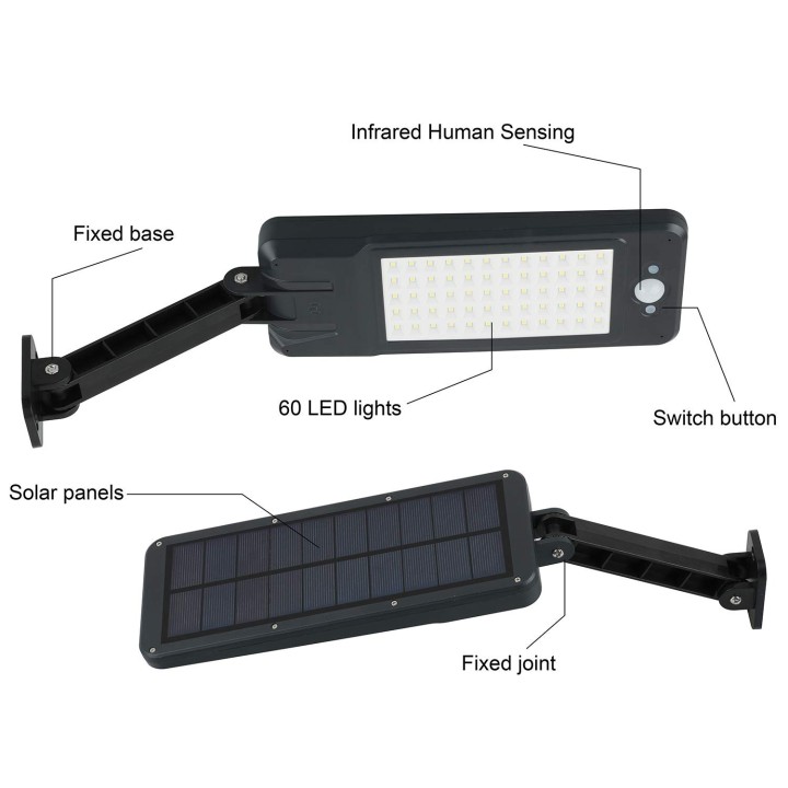 60 luci solari a LED impermeabili all'aperto IP65, applique da parete a led a distanza,