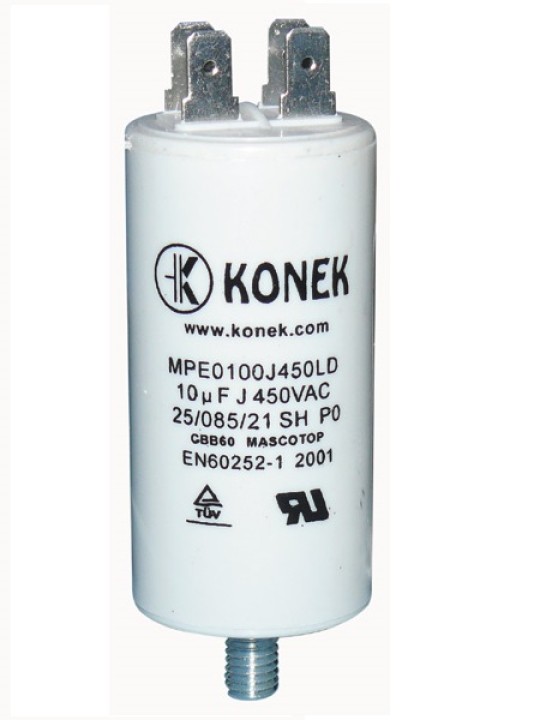 Capacitor 10 mf micro farad  400v 450v 500v universal motor starter condo with terminal am w1 11010 konig - 4