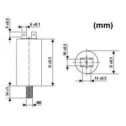 Condensatore 10 mf micro farad 450v 50 60 hz condensatore di avviamento motore universale con capocorda am w1 11010 konig - 3