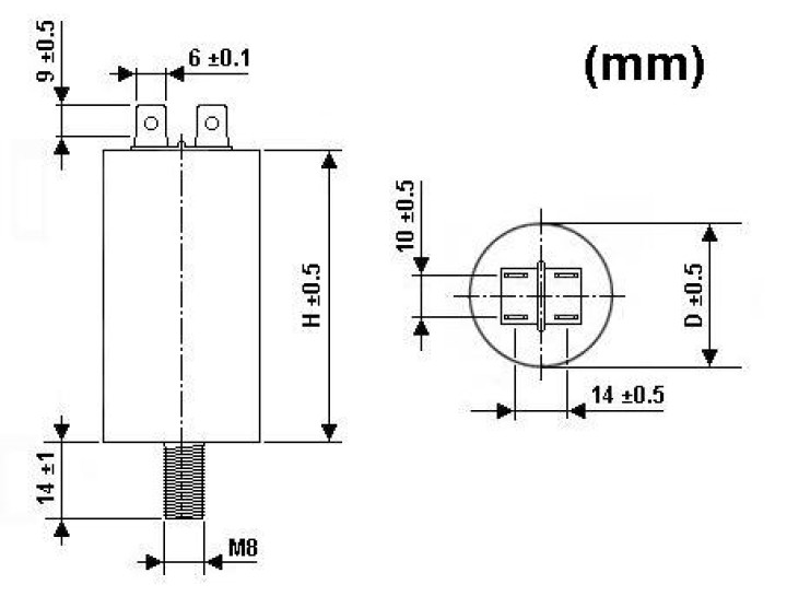 Capacitor 10 mf micro farad  400v 450v 500v universal motor starter condo with terminal am w1 11010 konig - 3