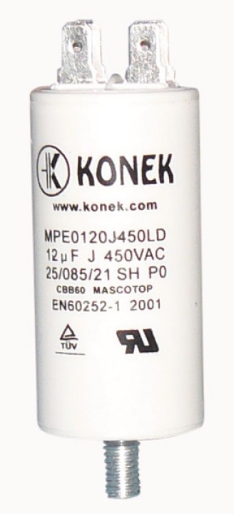 Capacitor 12mf micro farad 400v 450v 500v 50 60hz universal motor starter condo with terminal konig - 2