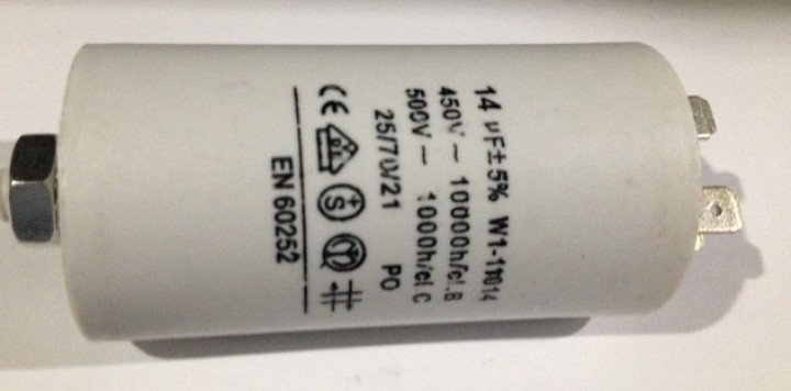 Condensador 14 mf micro farad 450v 50 60 hz condensador de arranque motor universal a borne am w1 11014 konig - 1