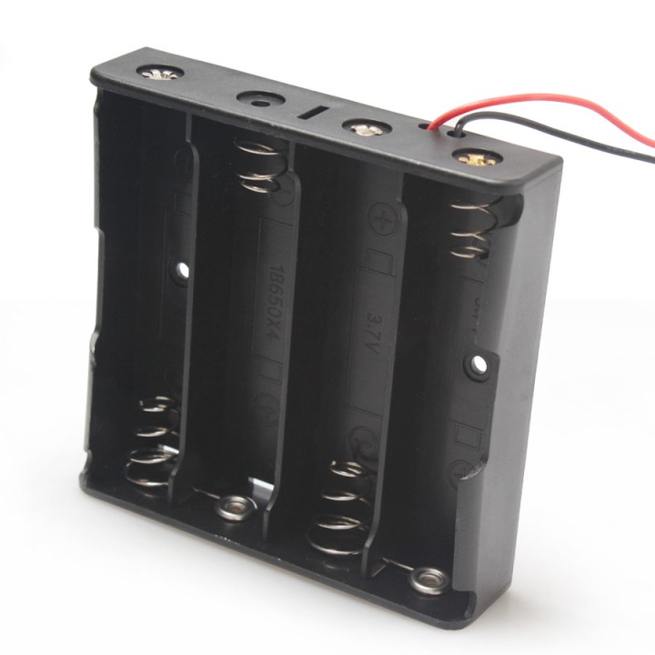 2 Schwarz 4 x 3,7 V 18650 Spitz zulaufend Spitze Battery Holder Etui Anschlussdrähte piles44 - 7