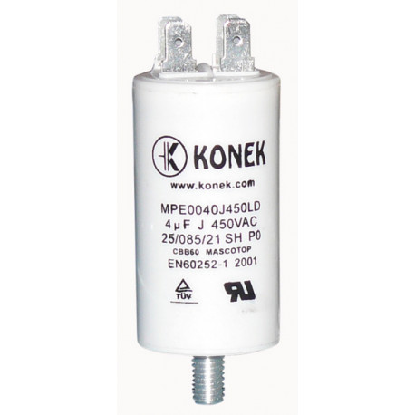 Condenser 4 mf micro farad 450v 50 60 hz condenser start universal motor with am terminal w1 11004 konig - 1