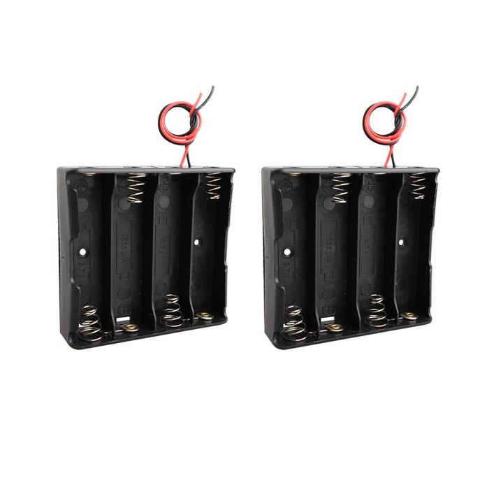 2 Schwarz 4 x 3,7 V 18650 Spitz zulaufend Spitze Battery Holder Etui Anschlussdrähte piles44 - 13