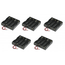 5 Negro 4 x 3.7V 18650 puntiagudas caso Holder Cables de alambre Tip batería piles44 - 13