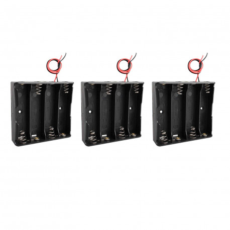 3 Negro 4 x 3.7V 18650 puntiagudas caso Holder Cables de alambre Tip batería piles44 - 13