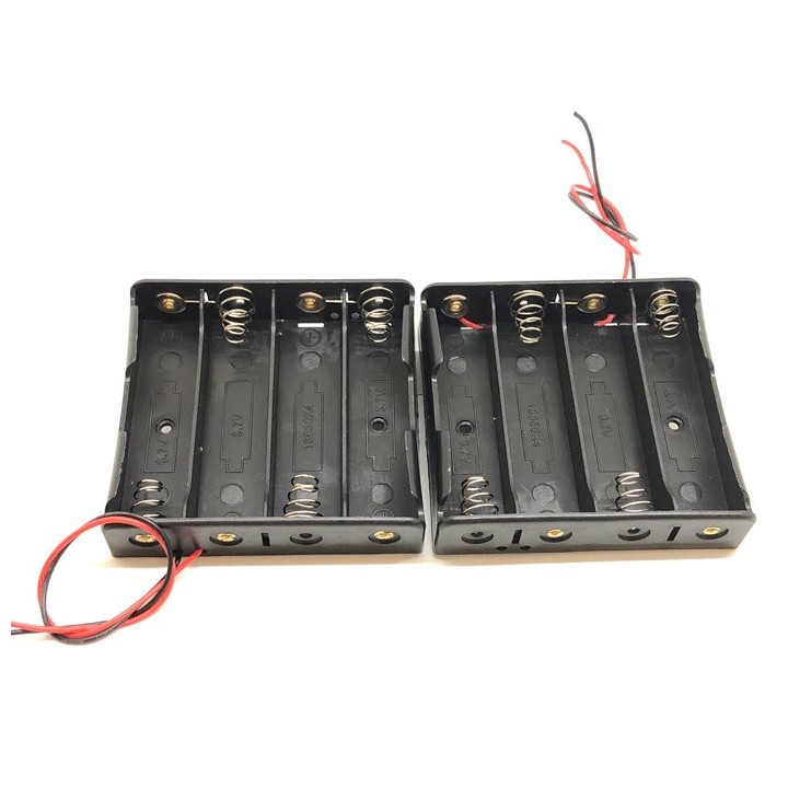 2 Schwarz 4 x 3,7 V 18650 Spitz zulaufend Spitze Battery Holder Etui Anschlussdrähte piles44 - 14