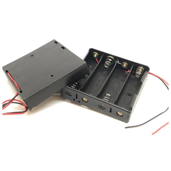 2 Schwarz 4 x 3,7 V 18650 Spitz zulaufend Spitze Battery Holder Etui Anschlussdrähte piles44 - 15