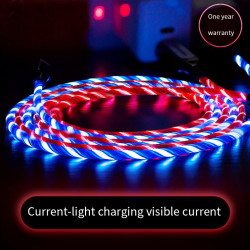 3A LED Light Type C USB-C Fast Charging Data Cable for IPhone 6 8 X Charger MicroUSB Cable for Huawei Samsung S9