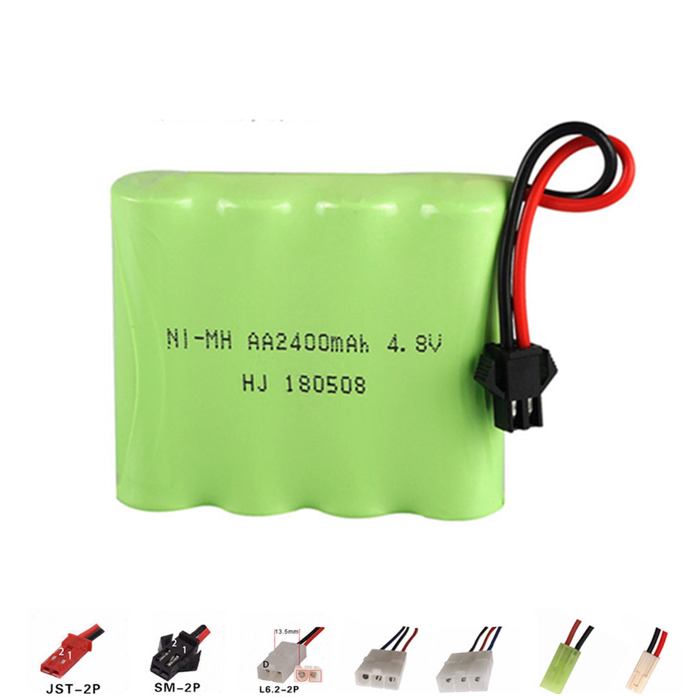 Rechargeable Ni-Mh Battery AA X 4 2400mAh 4.8V SM-2P Plug for RC Toy Household Electric Appliances Lighting Equipment with Charging USB Cable