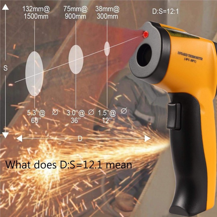 Digitales Infrarot-Thermometer ohne Laserkontakt -50 ° C ~ 380 ° C mit Akku und Deckel