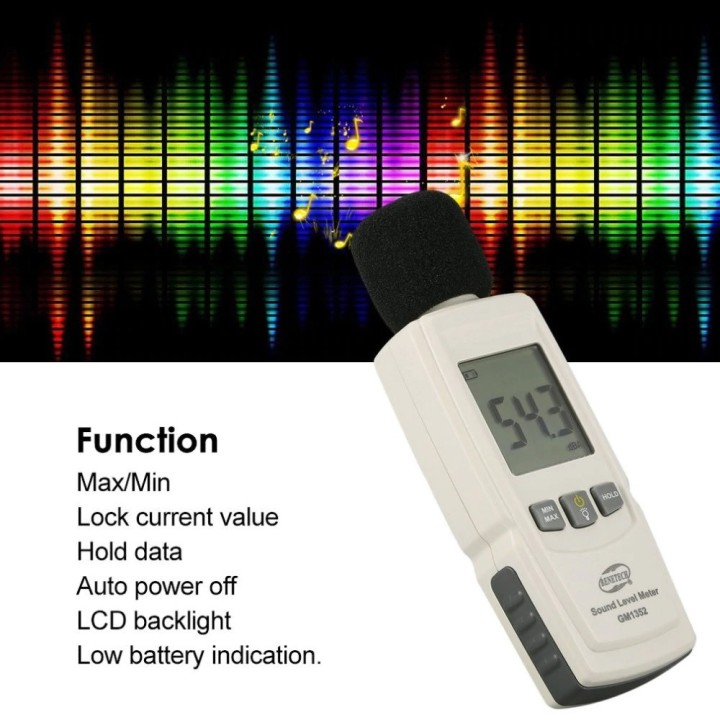 Fonometro decibelmetre decibel meter misura fonometro schermo lcd gm1352 benetech 30-130dB