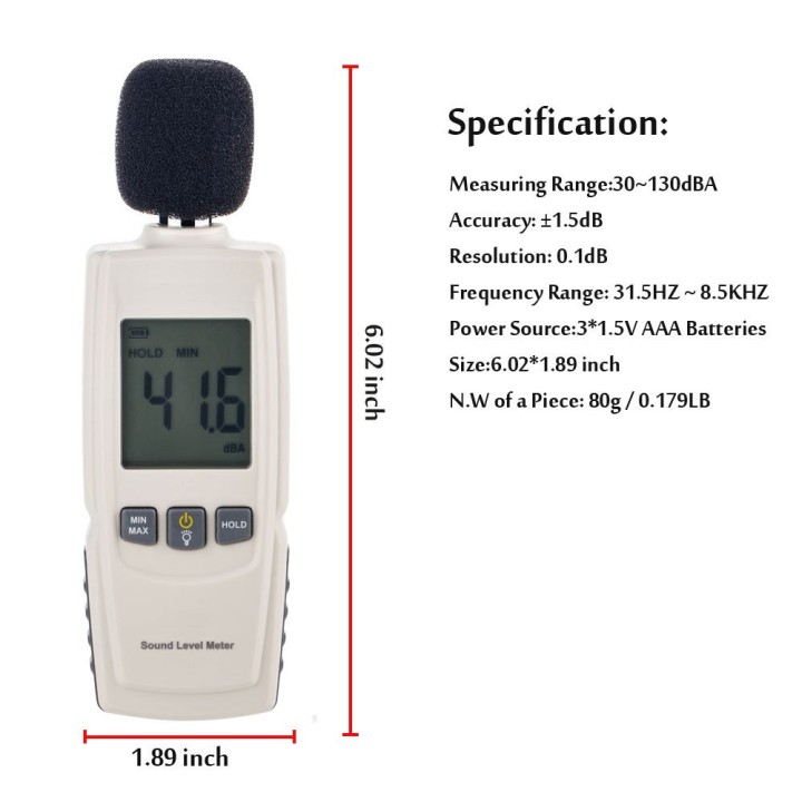 Schallpegelmesser Dezibelmeter Dezibelmeter messen Schallpegelmesser LCD-Bildschirm gm1352 benetech 30-130dB