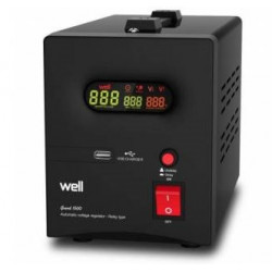 Automatic voltage stabilizer with 1500VA relay, black Well