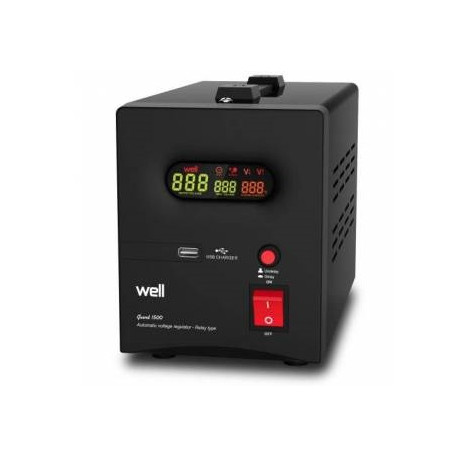 Automatic voltage stabilizer with 1500VA relay, black Well - Eclats Antivols