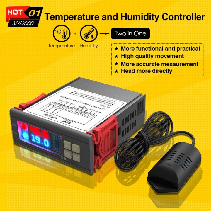 SHT2000 AC 110V 220V Termostato digital Humidistato Controlador de temperatura