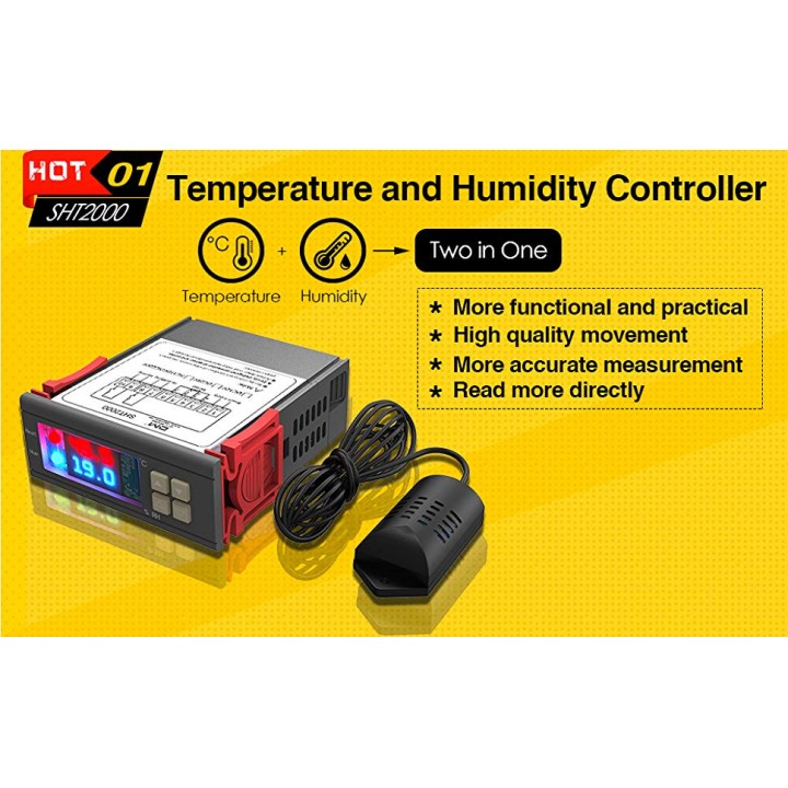 SHT2000 AC 110V 220V Digital Thermostat Humidistat Humidity Temperature Controller