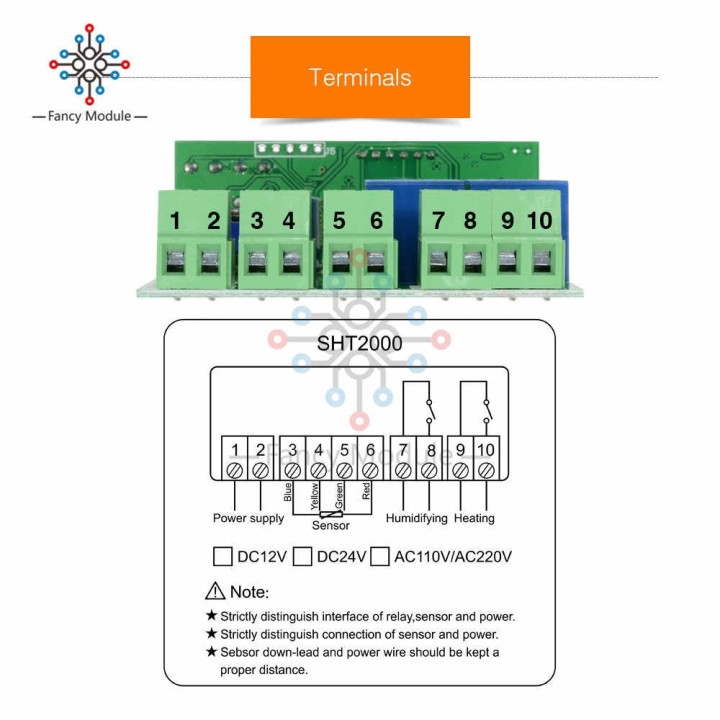 Thermostat Température Contrôleur D'humidité AC230V Chauffage Refroidissement Humidification