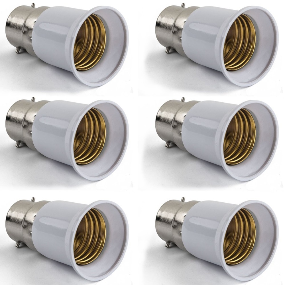 6 X b22 a e27 adattatore convertitore portalampada lampada led 12v 24v 48v 220v presa di adattamento jr international - 1