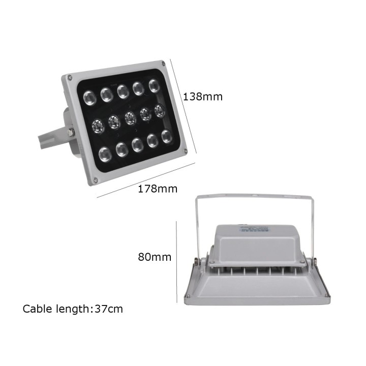 Waterproof Infrared Projector IP65 12v 15 LED Illuminator Light Lamp Night Vision CCTV